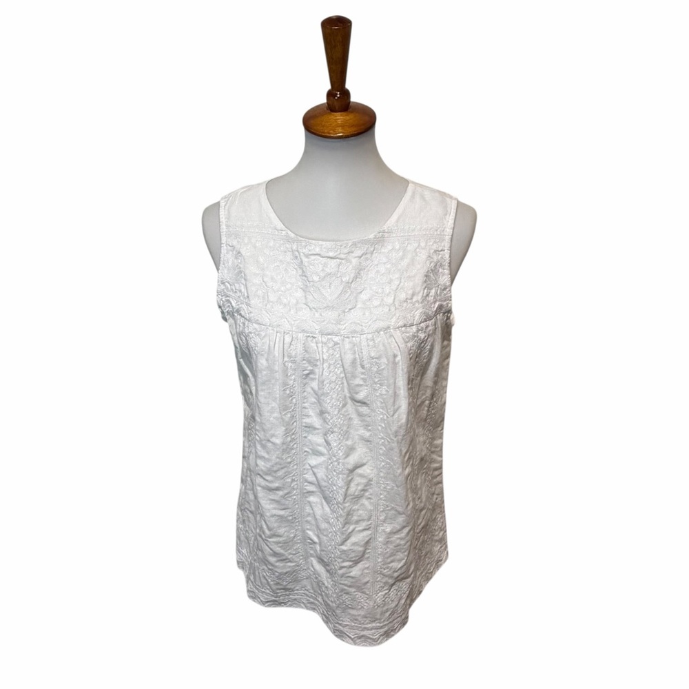 J. McLaughlin Sleeveless Blouse Linen White Size Medium
